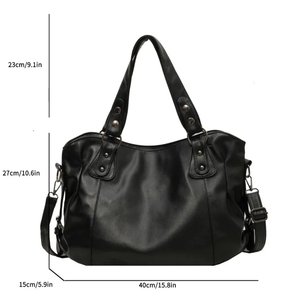 Women’s Large Capacity PU Leather Tote – Laptop & Work Handbag