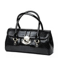 Aidrani Croc-Embossed Patent Leather Barrel Bag