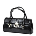 Aidrani Croc-Embossed Patent Leather Barrel Bag