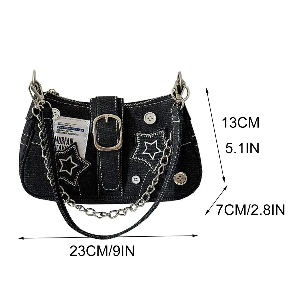 Y2K Stars Canvas Underarm Shoulder Bag