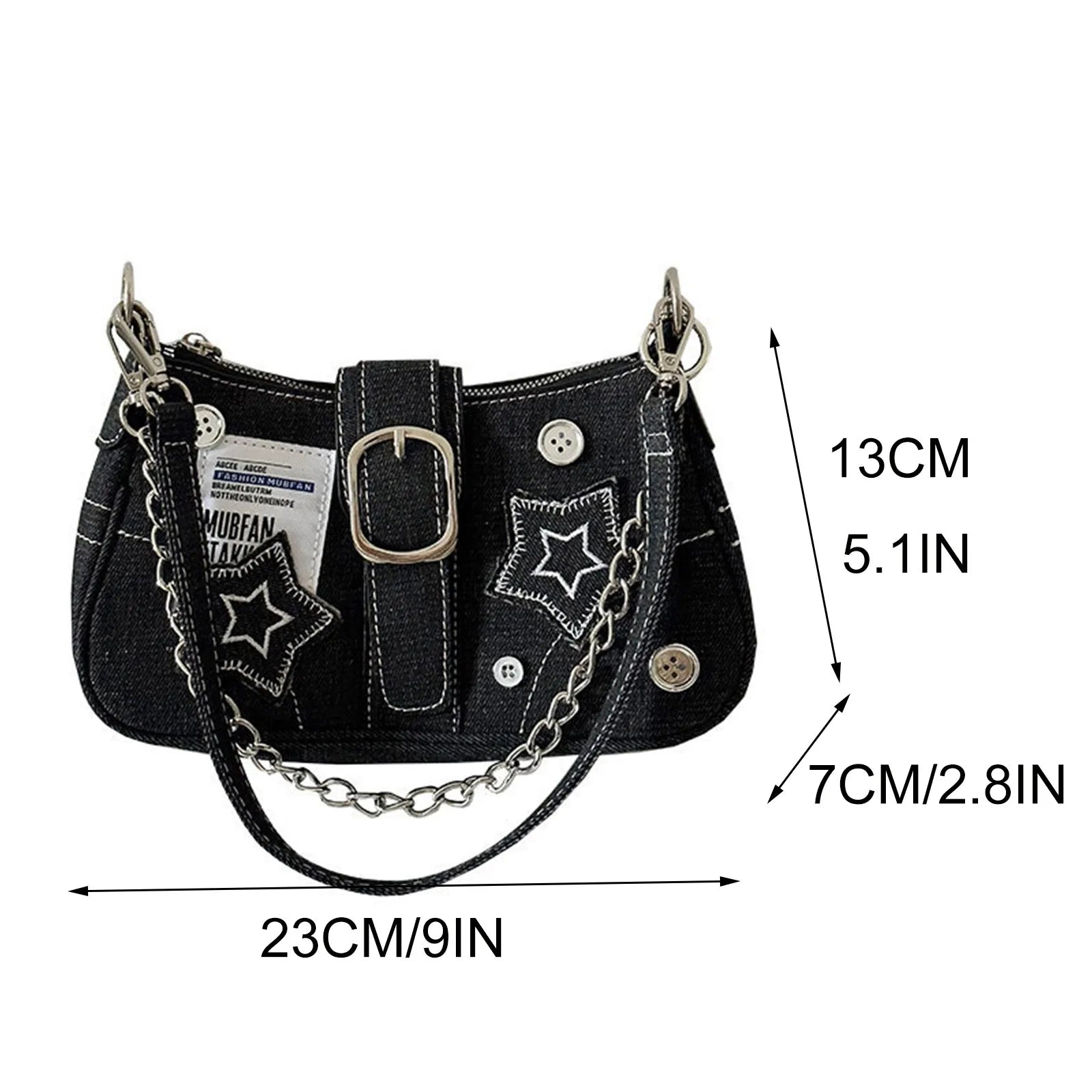 Y2K Stars Canvas Underarm Shoulder Bag