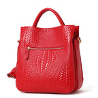 Aidrani genuine leather women's handbag with woven pattern and large interior capacity