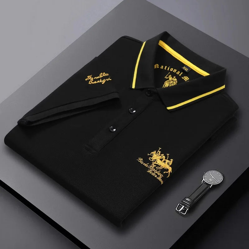 New Summer Korean Embroidered Polo Shirt Men's Luxury Top Casual Lapel Short Sleeve T-shirt Fashion Anti-wrinkle Men T Shirt - Men's Polo shirt by Handbags Specialist Headquarter | Available at Handbags Specialist Headquarter