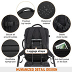 40L expandable waterproof travel backpack with laptop compartment and suitcase-style opening