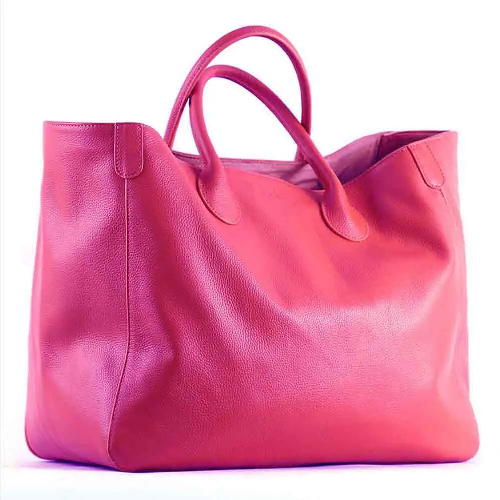 Oversized 41cm Big Women Tote Bag 100% Natural Leather Top Cow Hide Leather Handbag Luxury Lady Travel Bag Daily New - Luggage Travel Bags by eprolo | Available at Handbags Specialist Headquarter