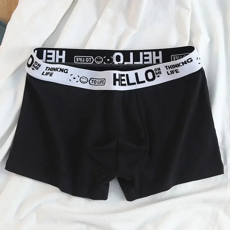 Men's solid color antibacterial underwear set, four-piece breathable boxer briefs