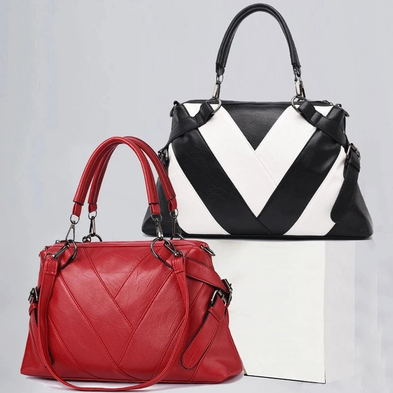 Women's Solid Color Patchwork Shoulder Bag