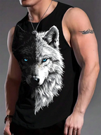 Street Fashion Personality Wolf Print Men's Tank Top Summer Daily Casual Men's Cool Tank Top Outdoor Sports Men's Tank Top - Men tank top by eprolo | Available at Handbags Specialist Headquarter
