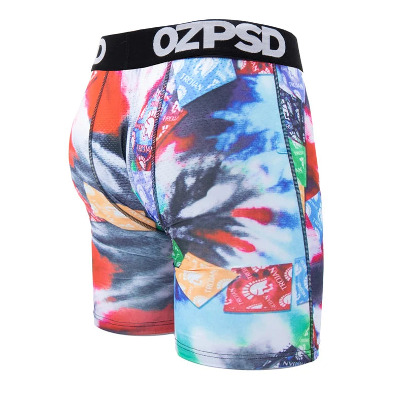 Men's printed boxer briefs set, five-piece patterned underwear collection