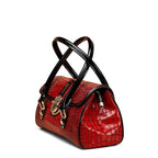 Aidrani Croc-Embossed Patent Leather Barrel Bag