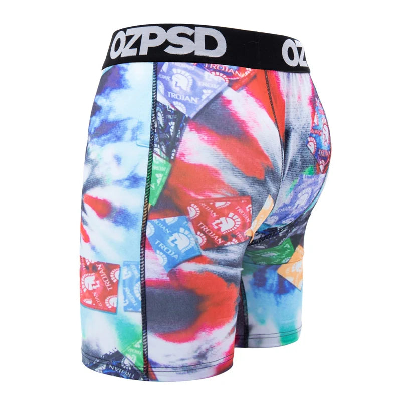 Men's printed boxer briefs set, five-piece patterned underwear collection