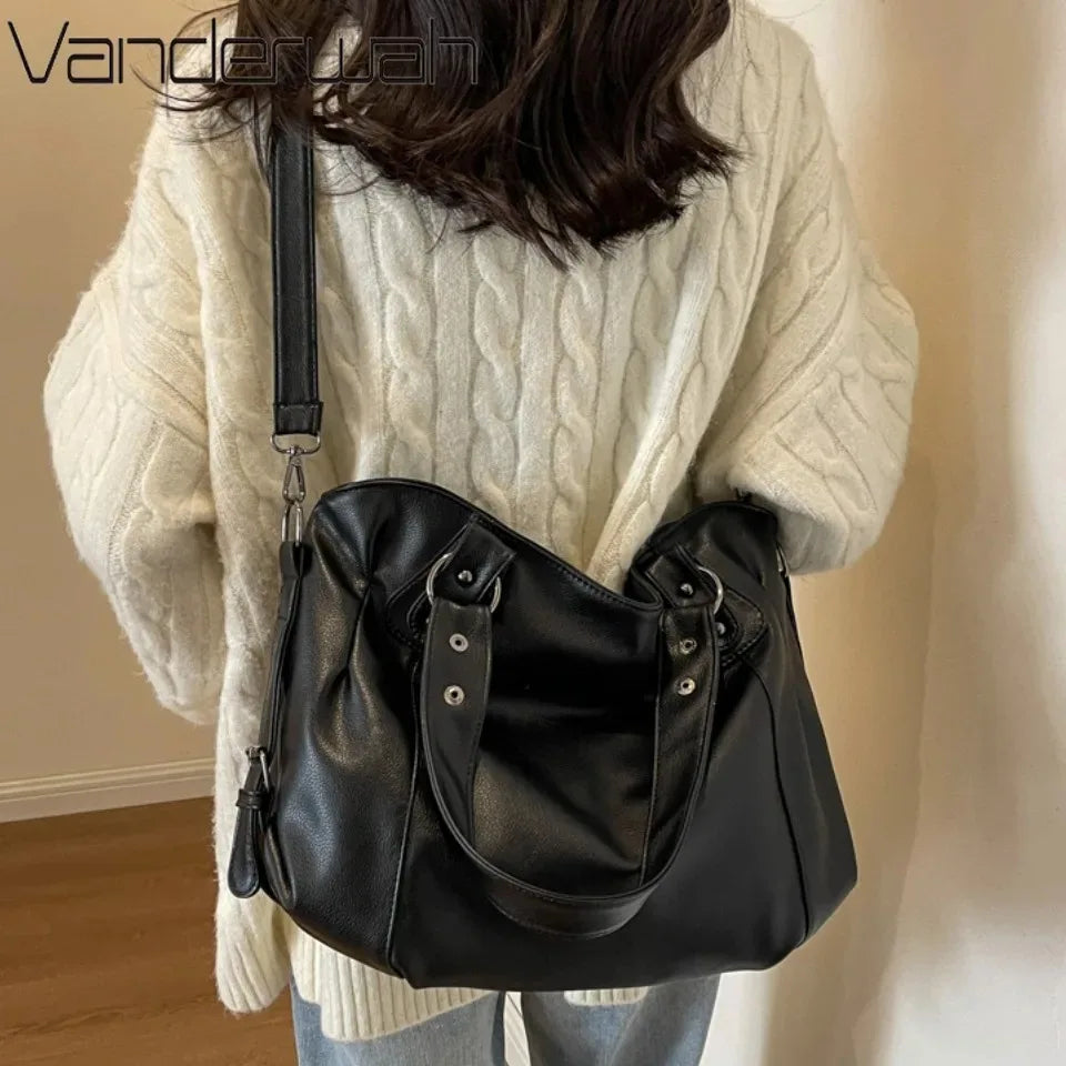 Women’s Large Capacity PU Leather Tote – Laptop & Work Handbag