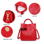 Aidrani Floral Print Cowhide Leather Tote Bag