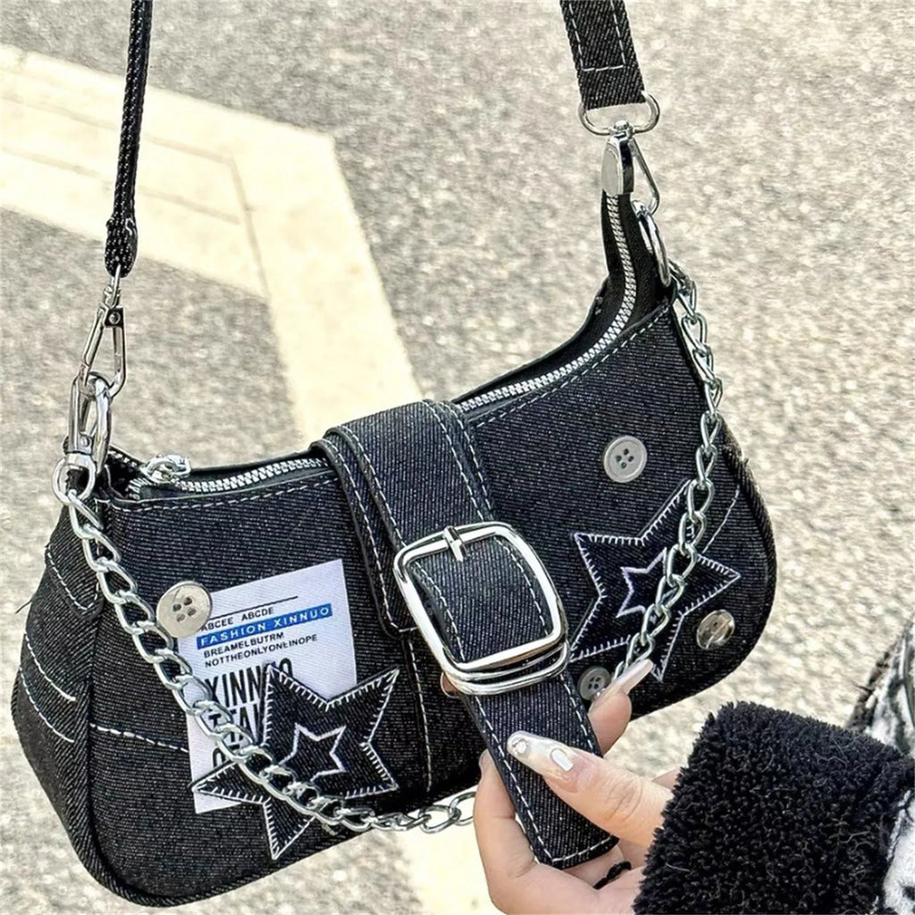 Y2K Stars Canvas Underarm Shoulder Bag