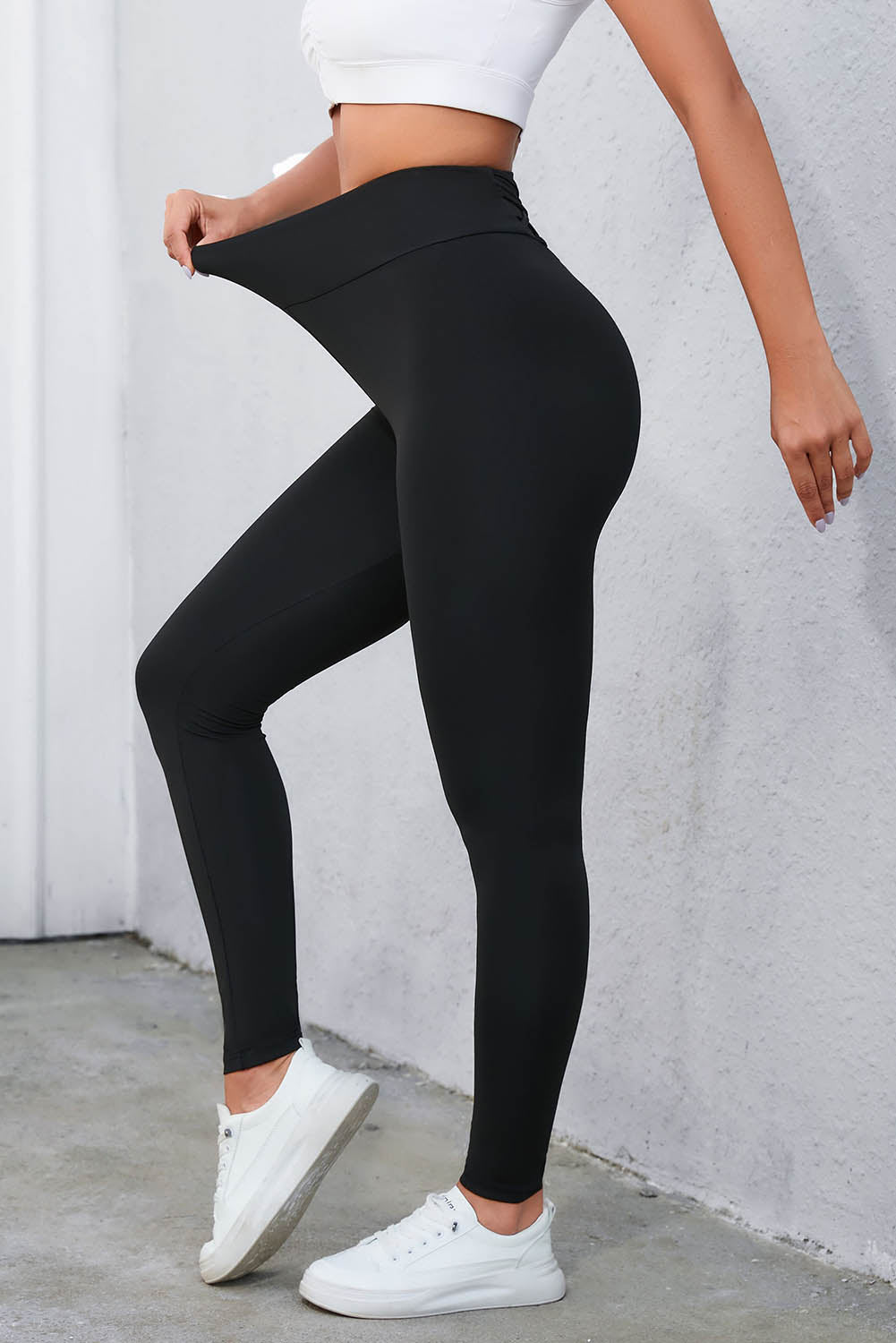 Crisscross Detail Wide Waistband Leggings - Leggings by Trendsi | Available at Handbags Specialist Headquarter