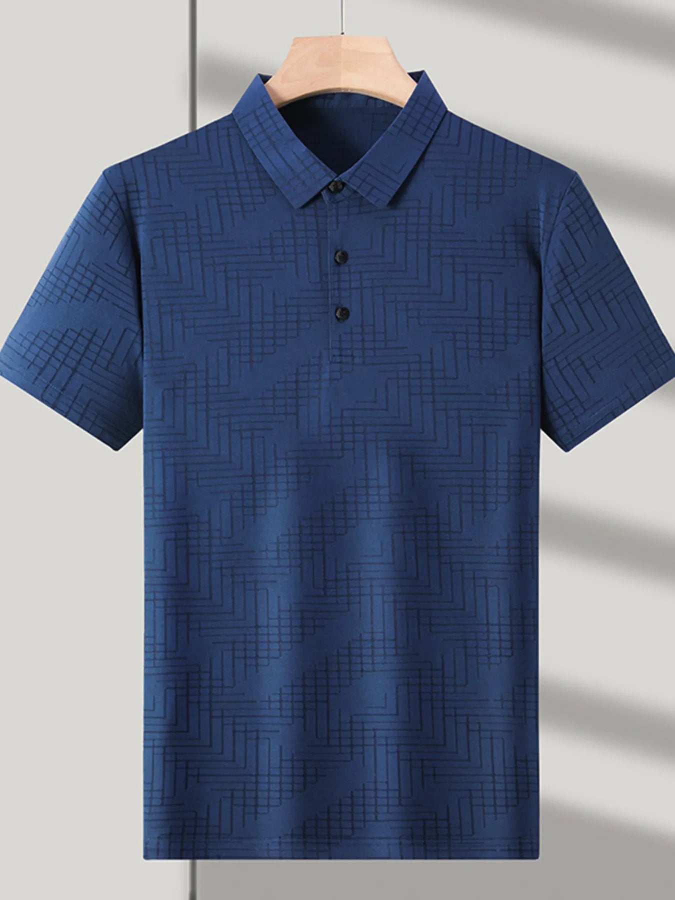 Men's Plus Size Textured Short Sleeve Polo Shirt - Men's Polo shirt by Trendsi | Available at Handbags Specialist Headquarter