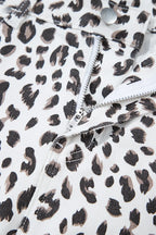 Leopard Frayed Hem Denim Shorts - Women / Jeans & Denim by Trendsi | Available at Handbags Specialist Headquarter