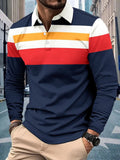 Men's Full Size Collared Contrast Striped Polo Plus Size - Men's Polo shirt by Trendsi | Available at Handbags Specialist Headquarter