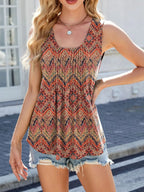 Printed Scoop Neck Wide Strap Tank - Tops by Trendsi | Available at Handbags Specialist Headquarter