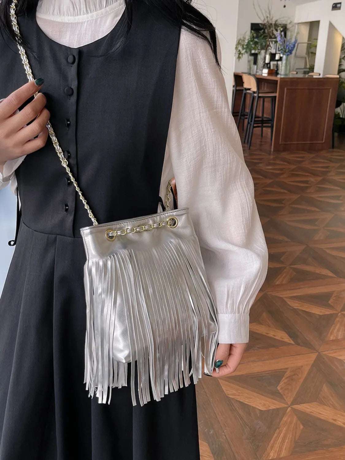 Fringe PU Leather Crossbody Bag - Crossbody Bag by Trendsi | Available at Handbags Specialist Headquarter