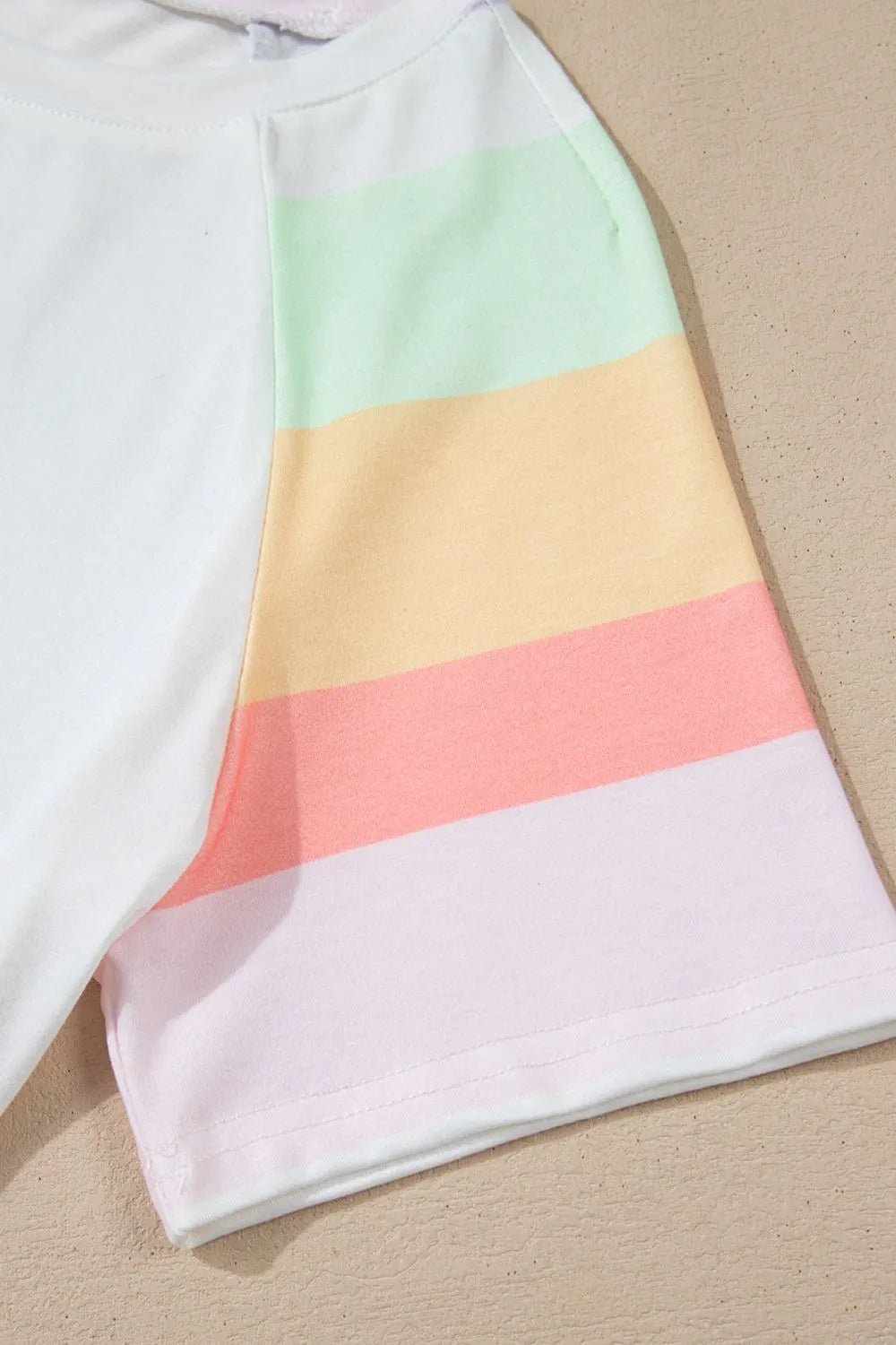 Rainbow Striped Round Neck T Shirt and Shorts Lounge Set - Sleepwear by Trendsi | Available at Handbags Specialist Headquarter