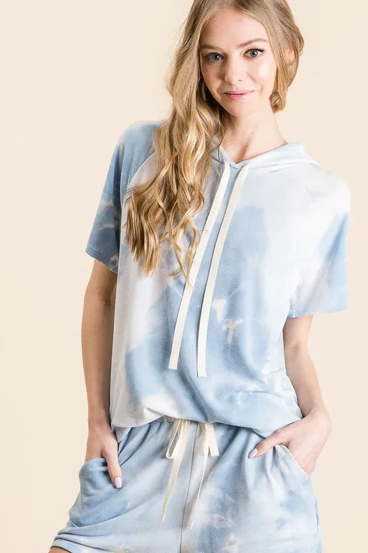 BiBi Tie Dye French Terry Hoodie Top and Bottom Set -  by Trendsi | Available at Handbags Specialist Headquarter