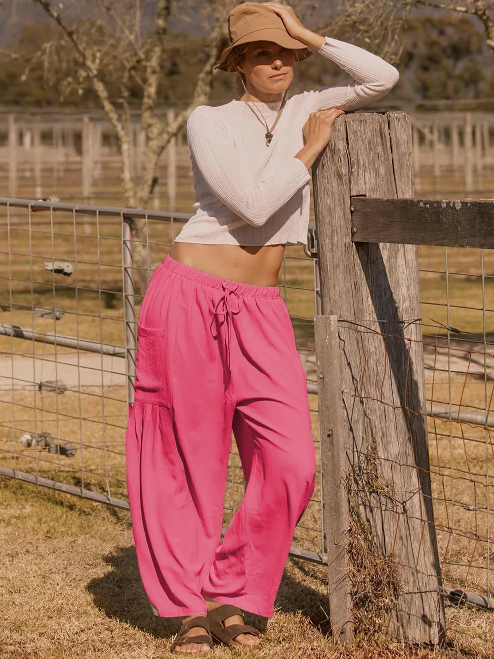 Full Size Wide Leg Pants with Pockets - Women Pants by Trendsi | Available at Handbags Specialist Headquarter