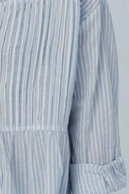 Frill Striped Collared Neck Long Sleeve Shirt - Tops by Trendsi | Available at Handbags Specialist Headquarter