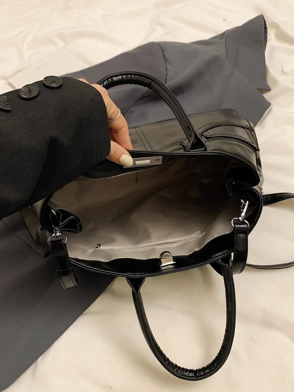 PU Leather Handbag with Pendant - Tote Bag by Trendsi | Available at Handbags Specialist Headquarter