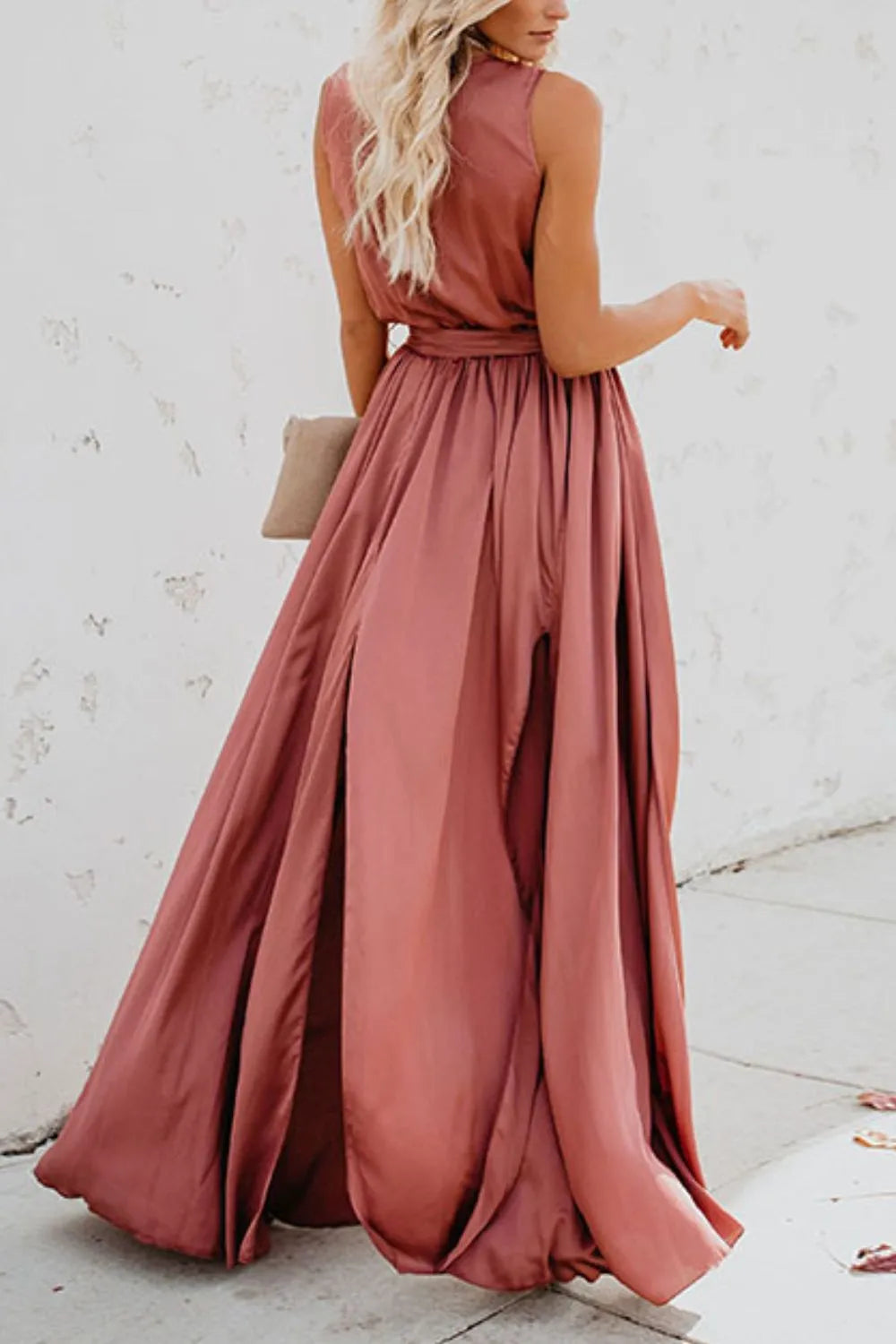 Surplice Tie Waist Maxi Dress - Maxi Dress by Trendsi | Available at Handbags Specialist Headquarter