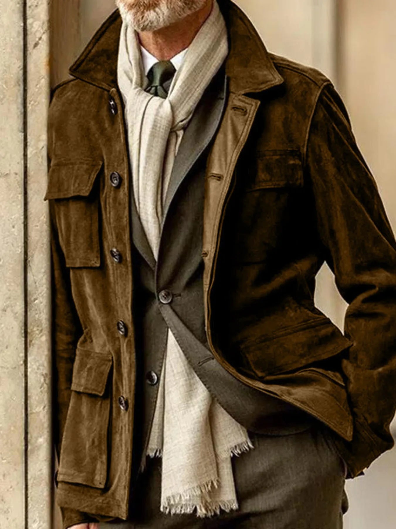 Men's Full Size Button Up Long Sleeve Jacket Plus Size - Men's jackets by Trendsi | Available at Handbags Specialist Headquarter