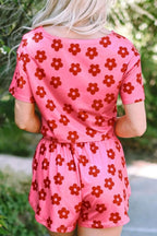 Floral Cropped Tee and Shorts Lounge Set - Sleepwear by Trendsi | Available at Handbags Specialist Headquarter