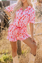 Cowgirl Boots Printed Shirt and Shorts Set - Sleepwear by Trendsi | Available at Handbags Specialist Headquarter