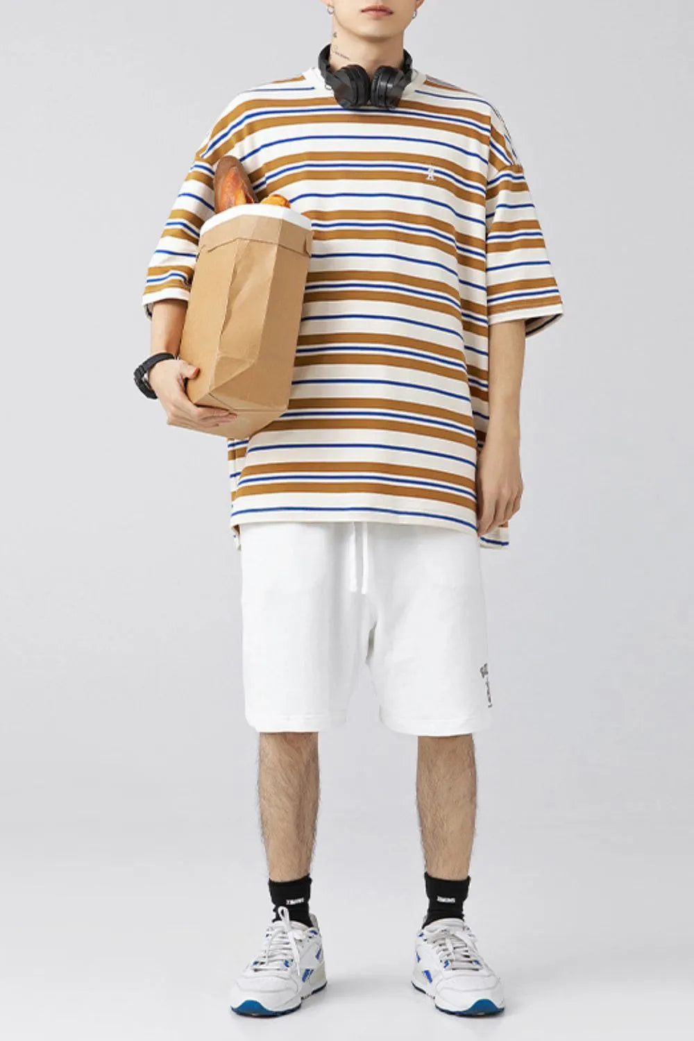 Men's Plus Size Basic style Round Neck Striped T-Shirt - Men's T-Shirt by Trendsi | Available at Handbags Specialist Headquarter