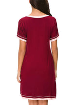 Contrast Trim Short Sleeve Lounge Dress - Sleepwear by Trendsi | Available at Handbags Specialist Headquarter