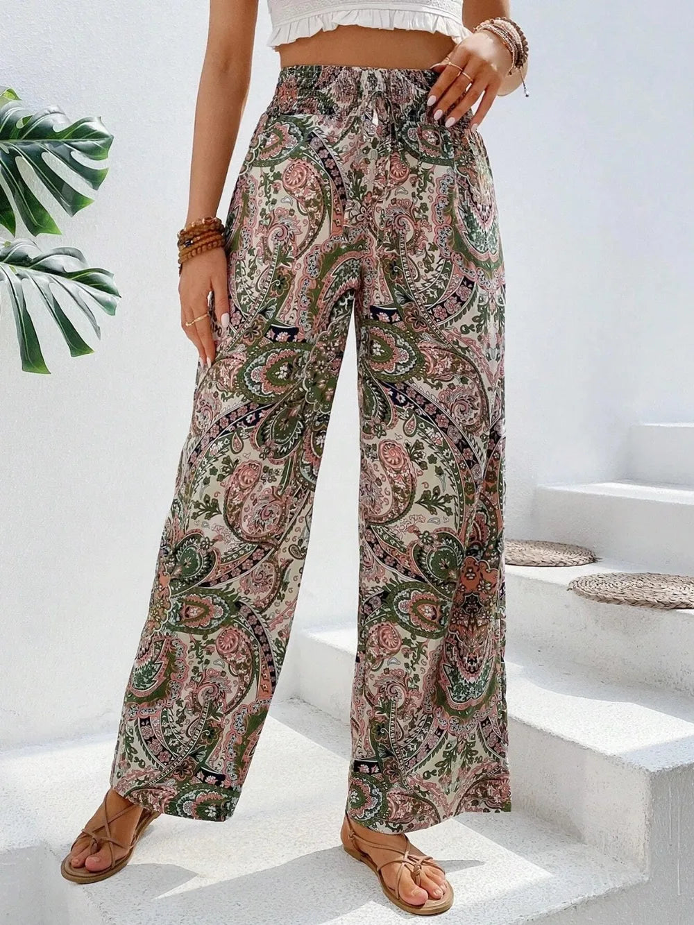 Printed Wide Leg Pants - Women Pants by Trendsi | Available at Handbags Specialist Headquarter