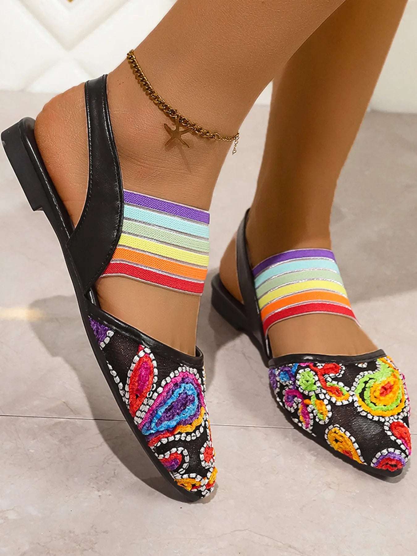 Contrast Point Toe Slingback Sandals - Women Sandals by Trendsi | Available at Handbags Specialist Headquarter