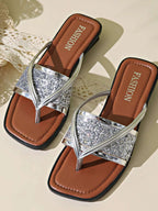 Glitter Cross-Strap Sandals - Women Sandals by Trendsi | Available at Handbags Specialist Headquarter