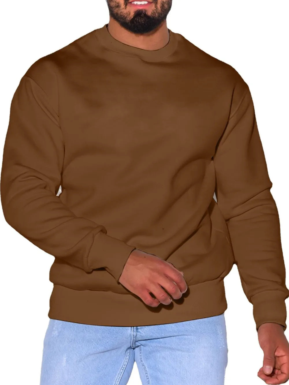 Men's Plus Size Round Neck Sweatshir - Men's Sweatshirts by Trendsi | Available at Handbags Specialist Headquarter