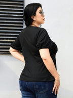 Plus Size Cutout Short Sleeve Blouse - Plus Size Shirts by Trendsi | Available at Handbags Specialist Headquarter