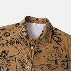Men's Plus Size Vintage Sun Print Short Sleeve Button-Up Shirt - mens-shirts by Trendsi | Available at Handbags Specialist Headquarter