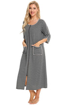 Round Neck Three-Quarter Sleeve Midi Night Dress - Sleepwear by Trendsi | Available at Handbags Specialist Headquarter