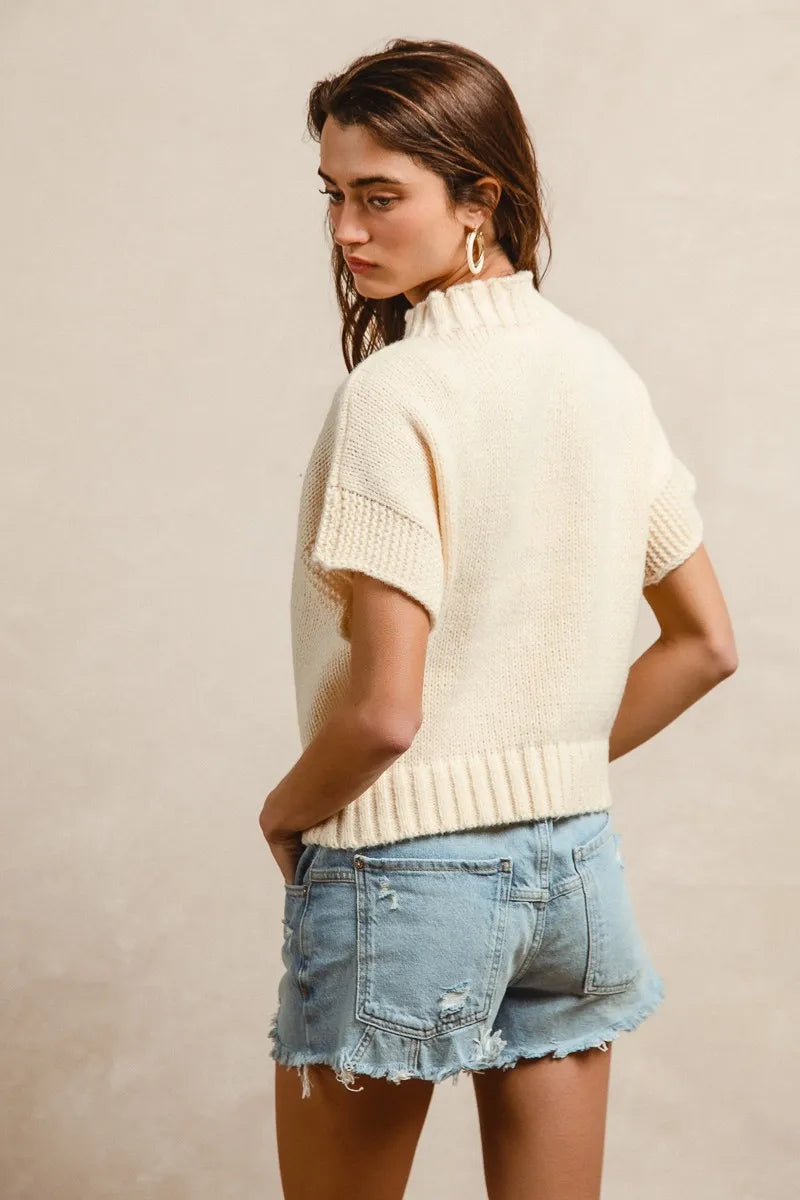 BiBi American Flag Patchwork Drop Shoulder Sweater - Tops by Trendsi | Available at Handbags Specialist Headquarter