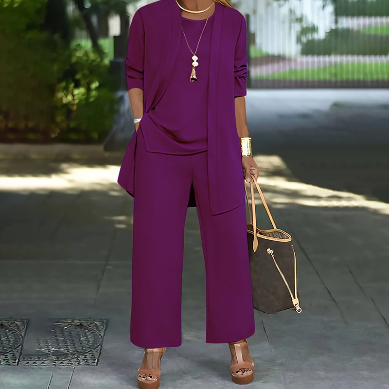 CurvyChic 3-Piece Lounge Set: Cardigan, Vest & Pants