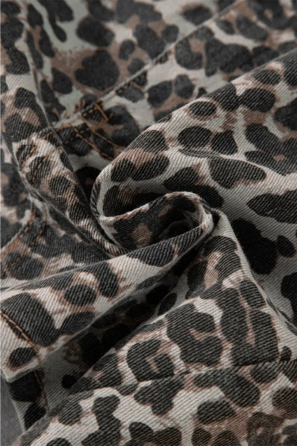 Leopard Denim Mini Skirt - Skirts by Trendsi | Available at Handbags Specialist Headquarter