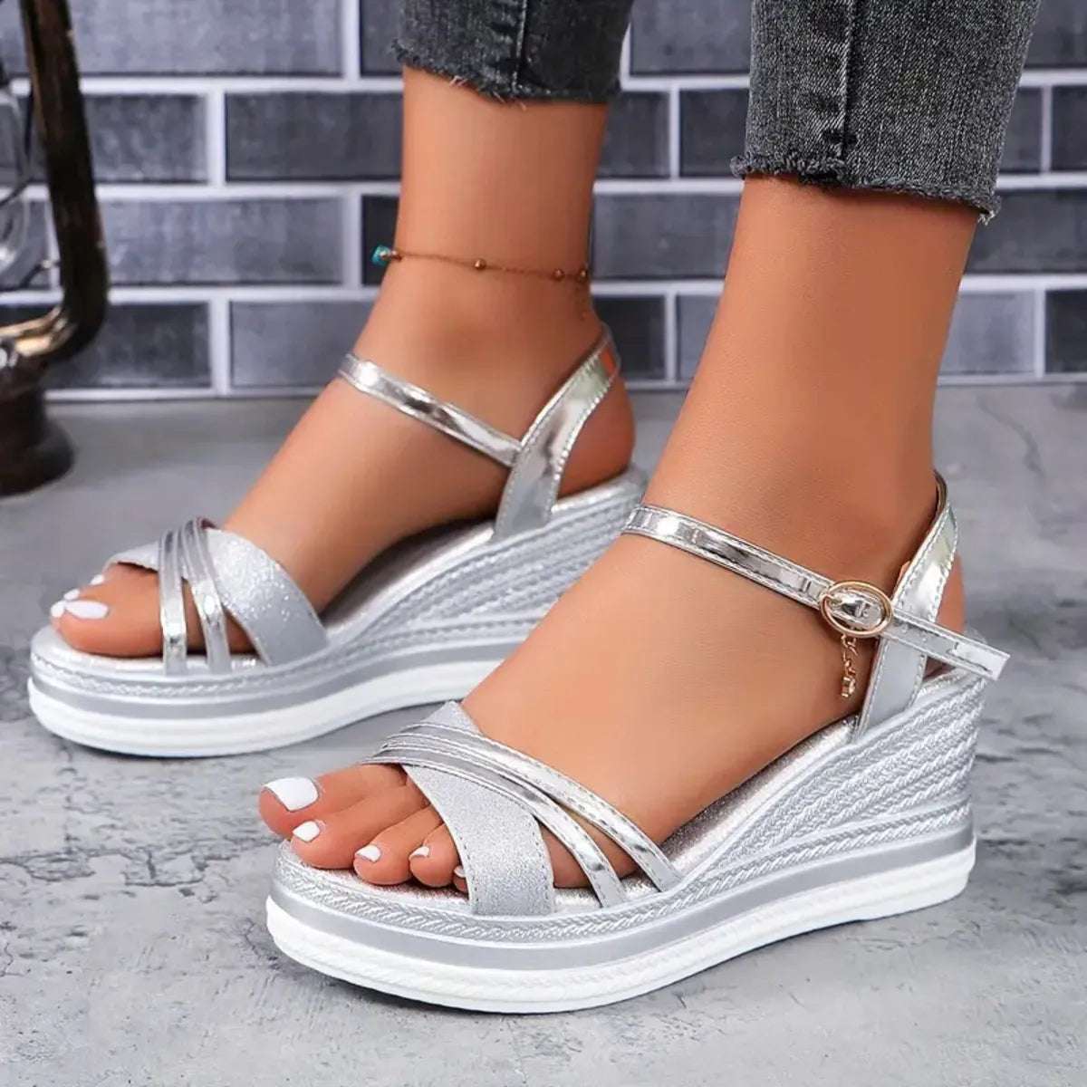 Open Toe Wedge Sandals -  by Trendsi | Available at Handbags Specialist Headquarter