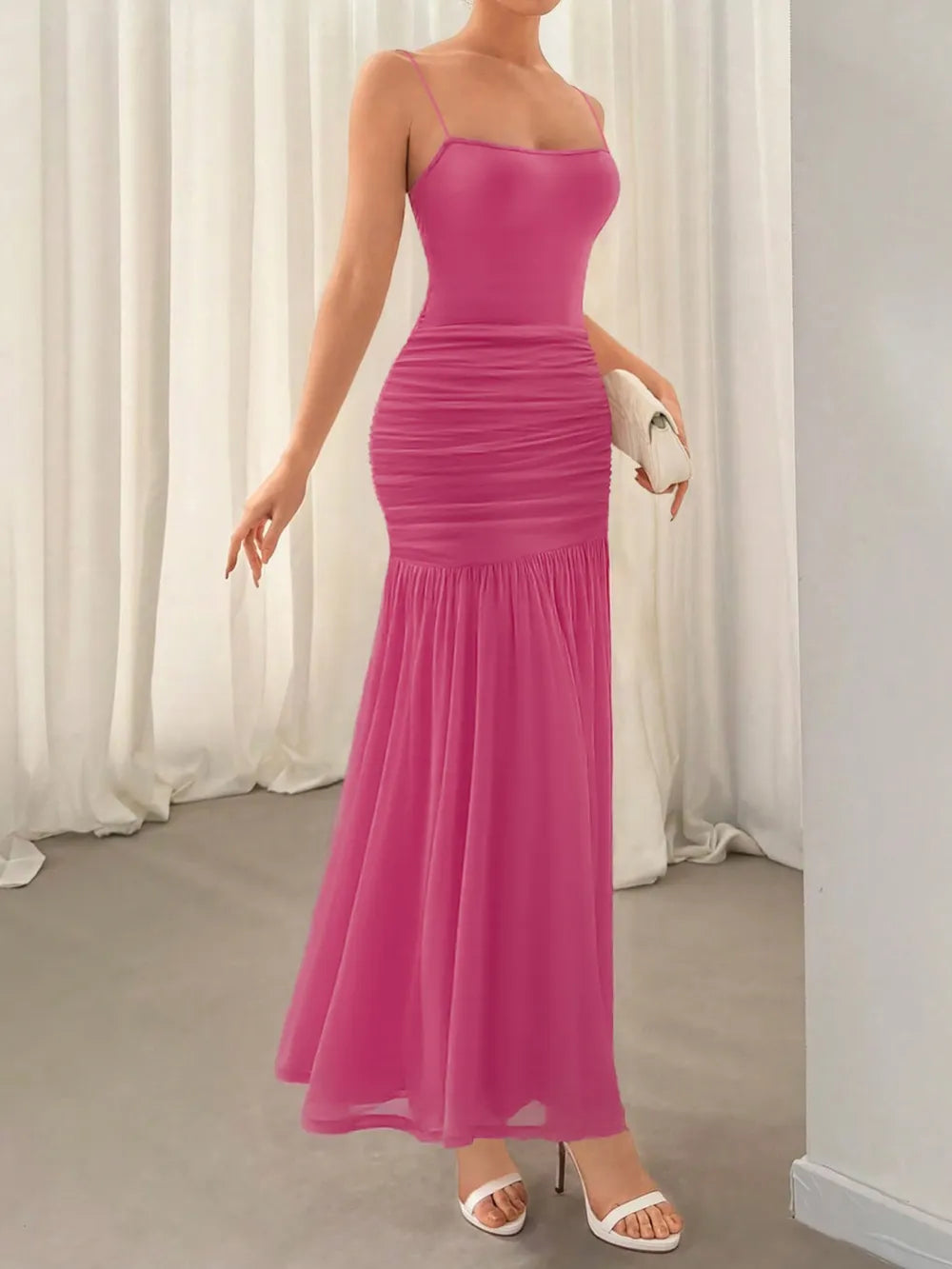 Ruched Maxi Cami Dress - Maxi Dress by Trendsi | Available at Handbags Specialist Headquarter