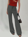 High Waist Flare Leg Trousers - Women Pants by Trendsi | Available at Handbags Specialist Headquarter