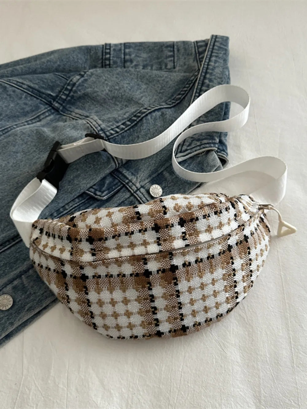 Plaid Wide Strap Crossbody Bag - Handbags by Trendsi | Available at Handbags Specialist Headquarter