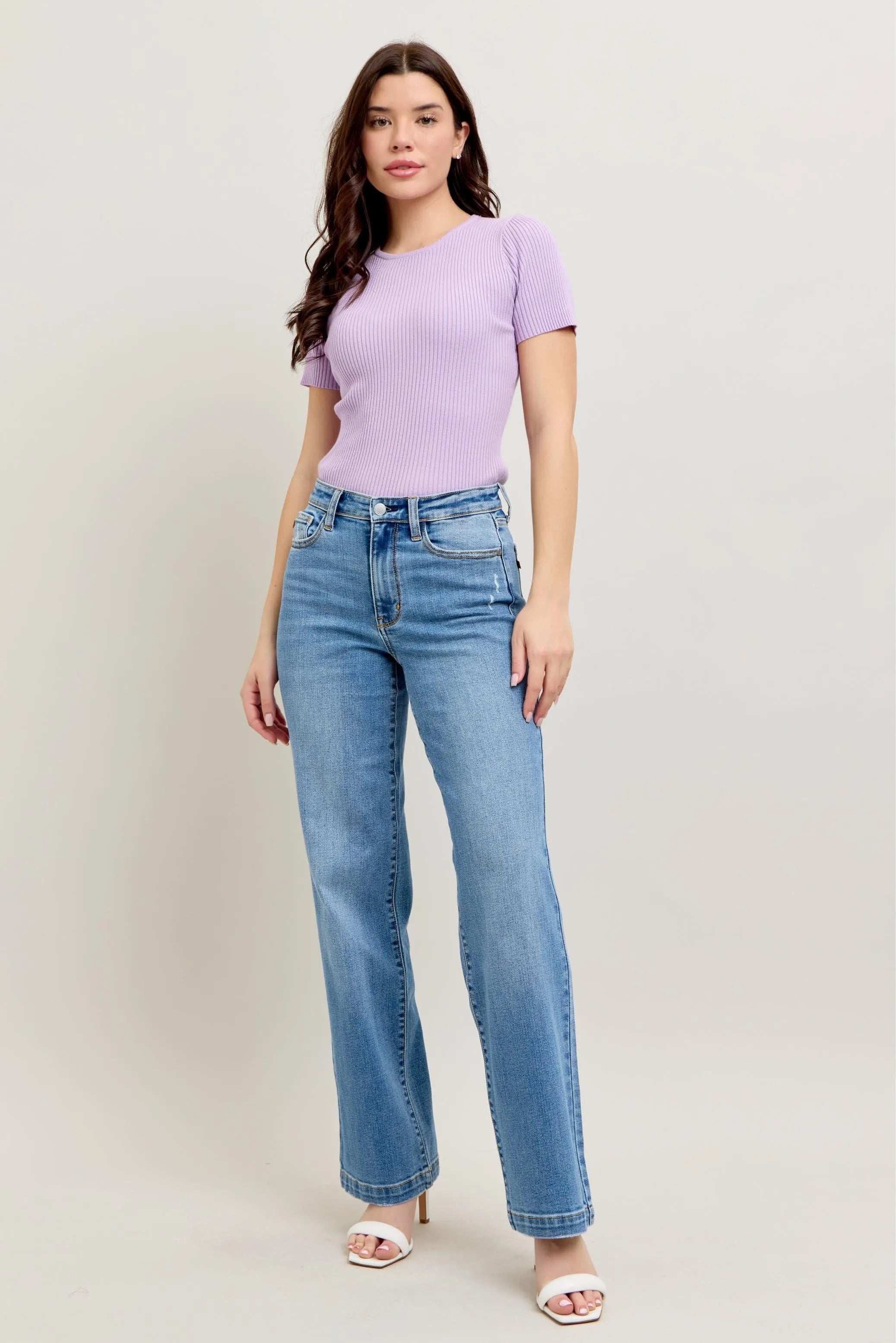 Judy Blue Full Size High Waist Straight Jeans Plus Size - Women / Jeans & Denim by Trendsi | Available at Handbags Specialist Headquarter